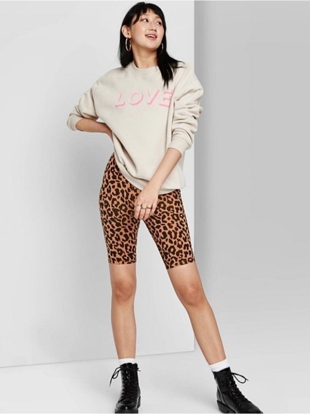 High waisted leopard bike shorts Size M